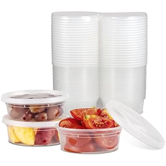 [8oz-40 Sets Plastic Containers with Airtight Lids, Food Storage Containers, Deli, Slime, Soup, Meal Prep Containers | BPA Free | Stackable | Leakproof | Microwave/Dishwasher/Freezer Safe
