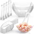 thumbnail image 1 of 8oz 6 Clear Plastic Candy Bowls, 4 Scoops and 4 Tongs Set Square Disposable Plastic Buffet Containers for Chip, Snacks Popcorn Candy Bar Birthday Party Supplies, 1 of 4