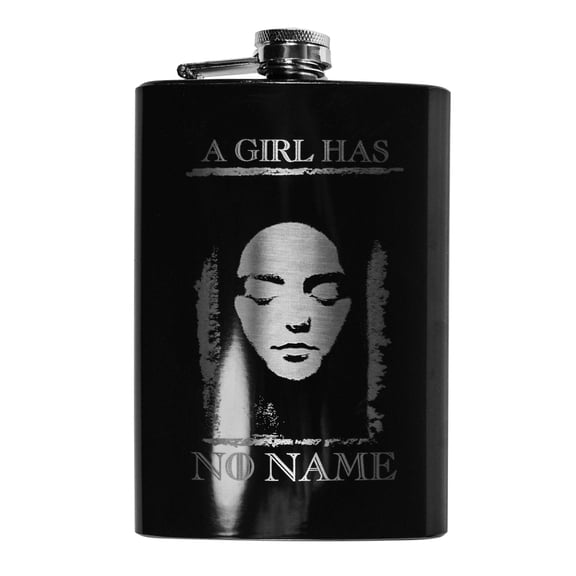 8oz BLACK A Girl Has No Name Flask L1