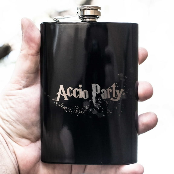 8oz BLACK Accio Party Flask L1