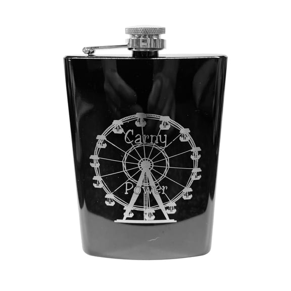 8oz BLACK Carny Power Flask