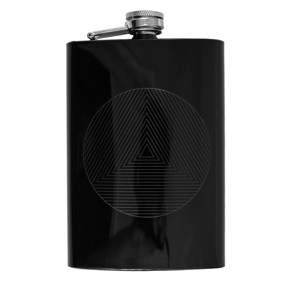 8oz BLACK Circle Triangle Design Flask L1