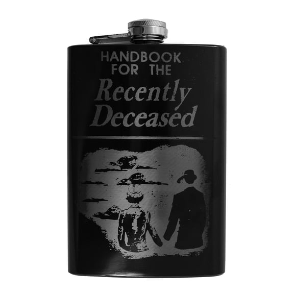 8oz BLACK Handbook Flask Laser Engraved