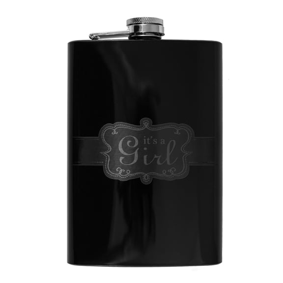 8oz BLACK It's a Girl Flask L1