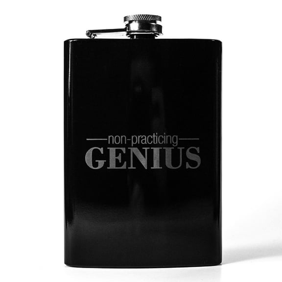 8oz BLACK Non Practicing Genius Flask L1