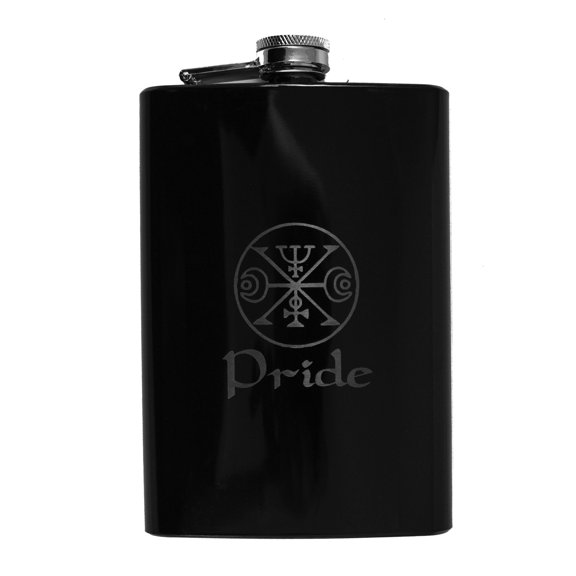8oz BLACK Seven Deadly Sins PRIDE Flask L1