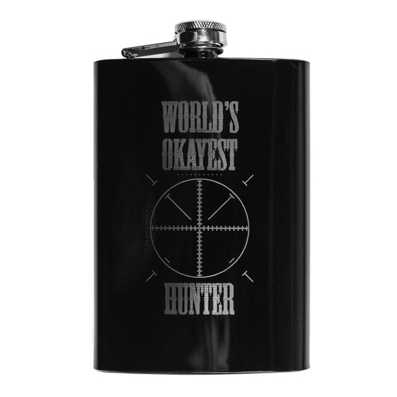 8oz BLACK World's Okayest Hunter Flask L1