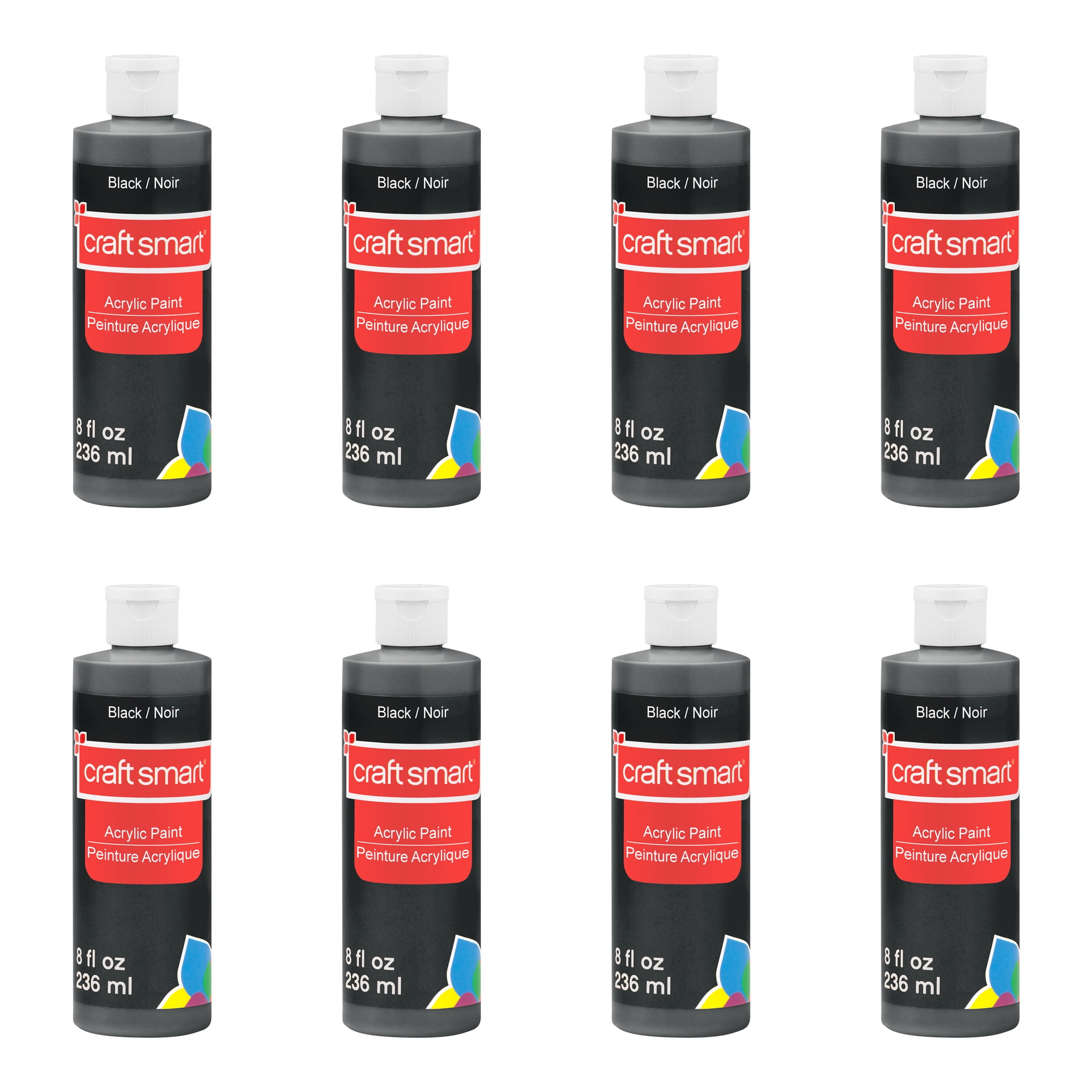 Craft Smart 8oz. Black Acrylic Paint - Non-Toxic Paint for Drawing, Painting, Art & Crafts Supplies - Bulk 8 Pack
