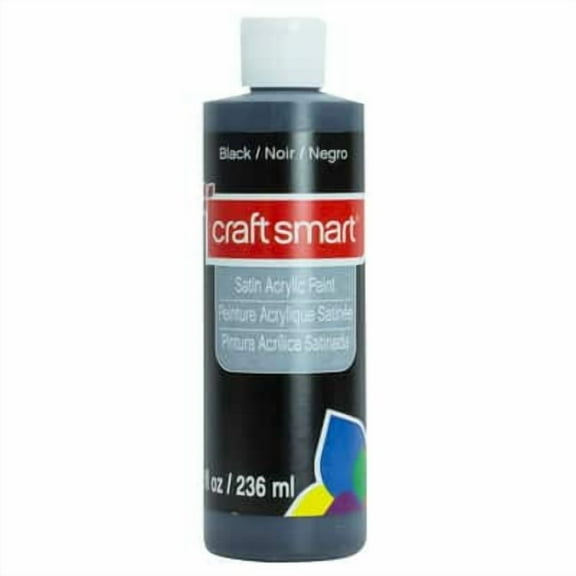 8oz. Black Satin Acrylic Paint by Craft Smart - Non-Toxic Paint for Drawing - Painting - Art & Crafts Supplies - Bulk 8 Pack
