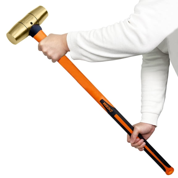 8oz Brass Hammer,Solid Brass Mallet Hammer with Wooden Handle,Double Faced Head,Length 11"(280mm), Die-Forged, Corrosion Resistant, DIN Standard
