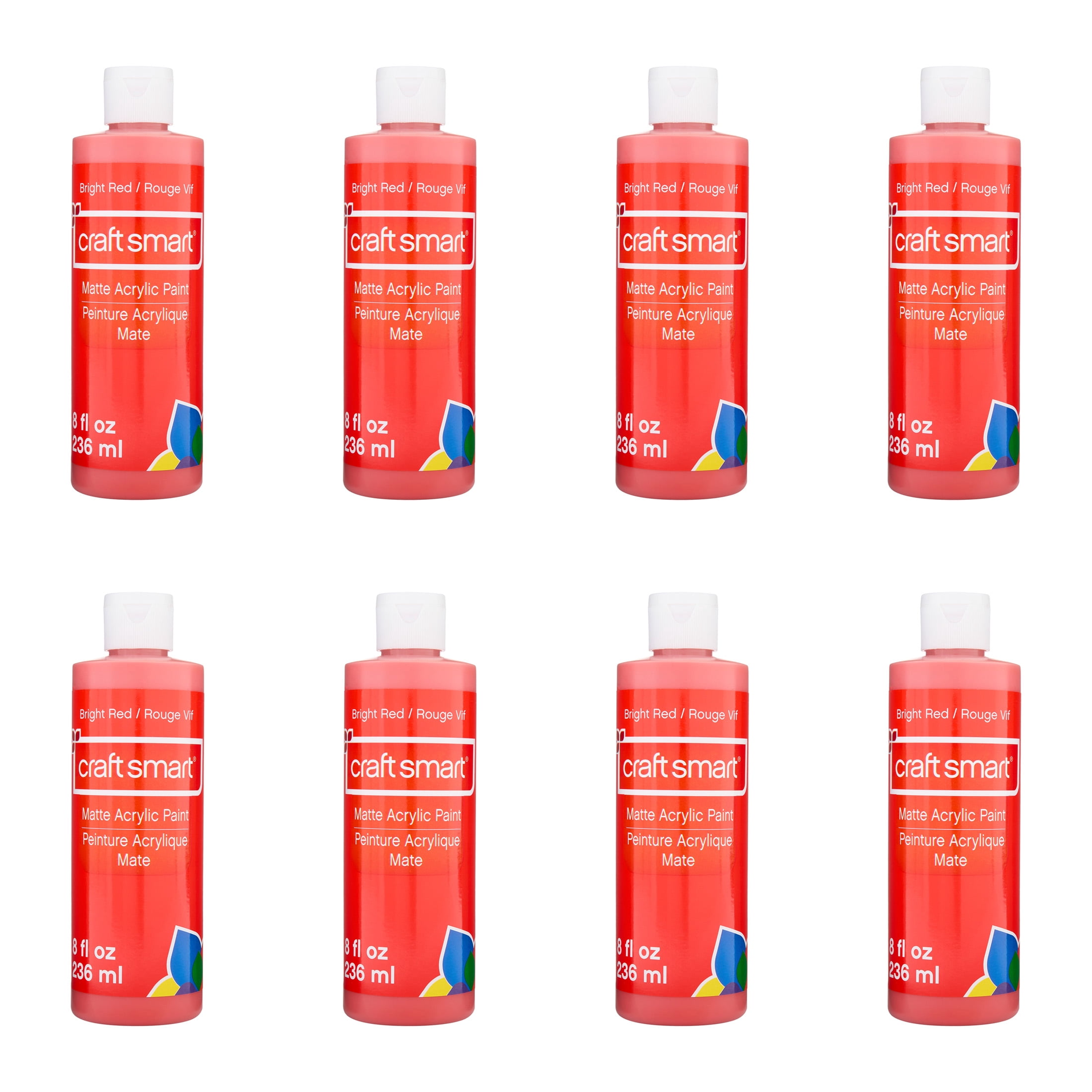 Craft Smart 8oz. Bright Red Acrylic Paint - Non-Toxic Paint for Drawing, Painting, Art & Crafts Supplies - Bulk 8 Pack