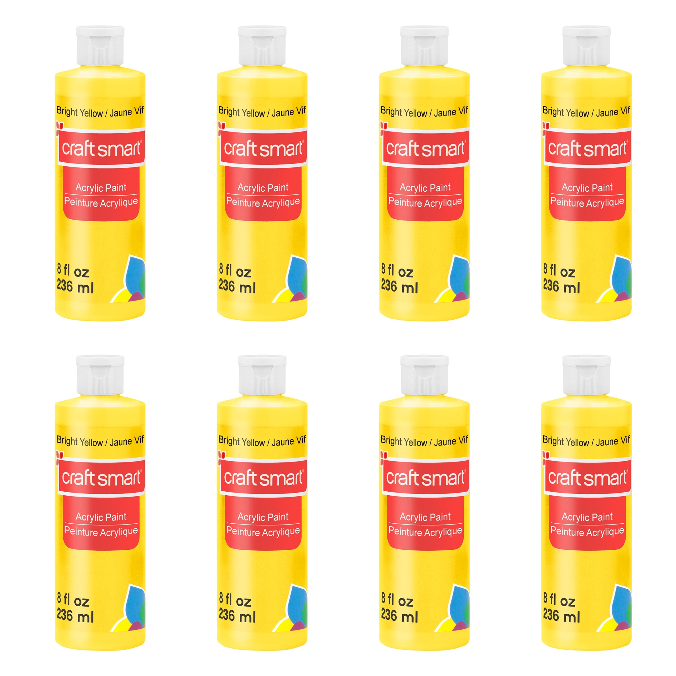 Craft Smart 8oz. Bright Yellow Acrylic Paint - Non-Toxic Paint for Drawing, Painting, Art & Crafts Supplies - Bulk 8 Pack