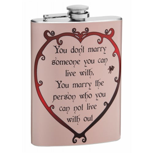 8oz "Can't Live Without You" Drinking Flask for Weddings and Special Occasions