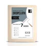 Top Cotton Canvas Drop Cloth, Pack of 1 Reusable Paint Drop Cloth, 100% Recycled Cotton, All Purpose Painters Drop Cloth, Cotton Canvas Tarp Cover for Painter Furniture &amp; Floor Protection (6x9FT)
