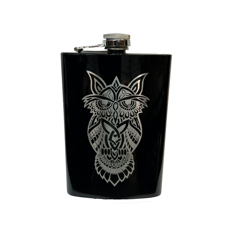 8oz Celtic Owl BLACK Flask 8oz Celtic Owl BLACK Flask
