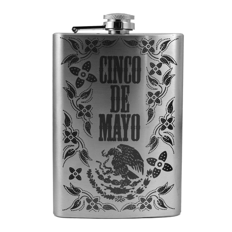 8oz BLACK Cinco De Mayo Flask 8oz BLACK Cinco De Mayo Flask