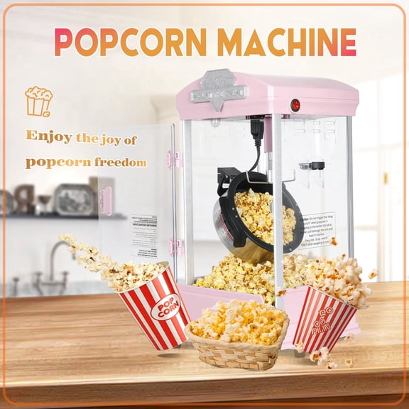 8oz Countertop Popcorn Machine with Kernel Measuring Cup, Commercial Grade Kettle Popper for Movie Theaters, Birthday Parties, and Events.