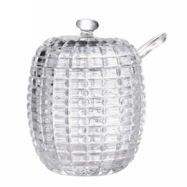 8oz Crystal Honey Jar With Dippers, Glass Honey Pot Containers, Mini