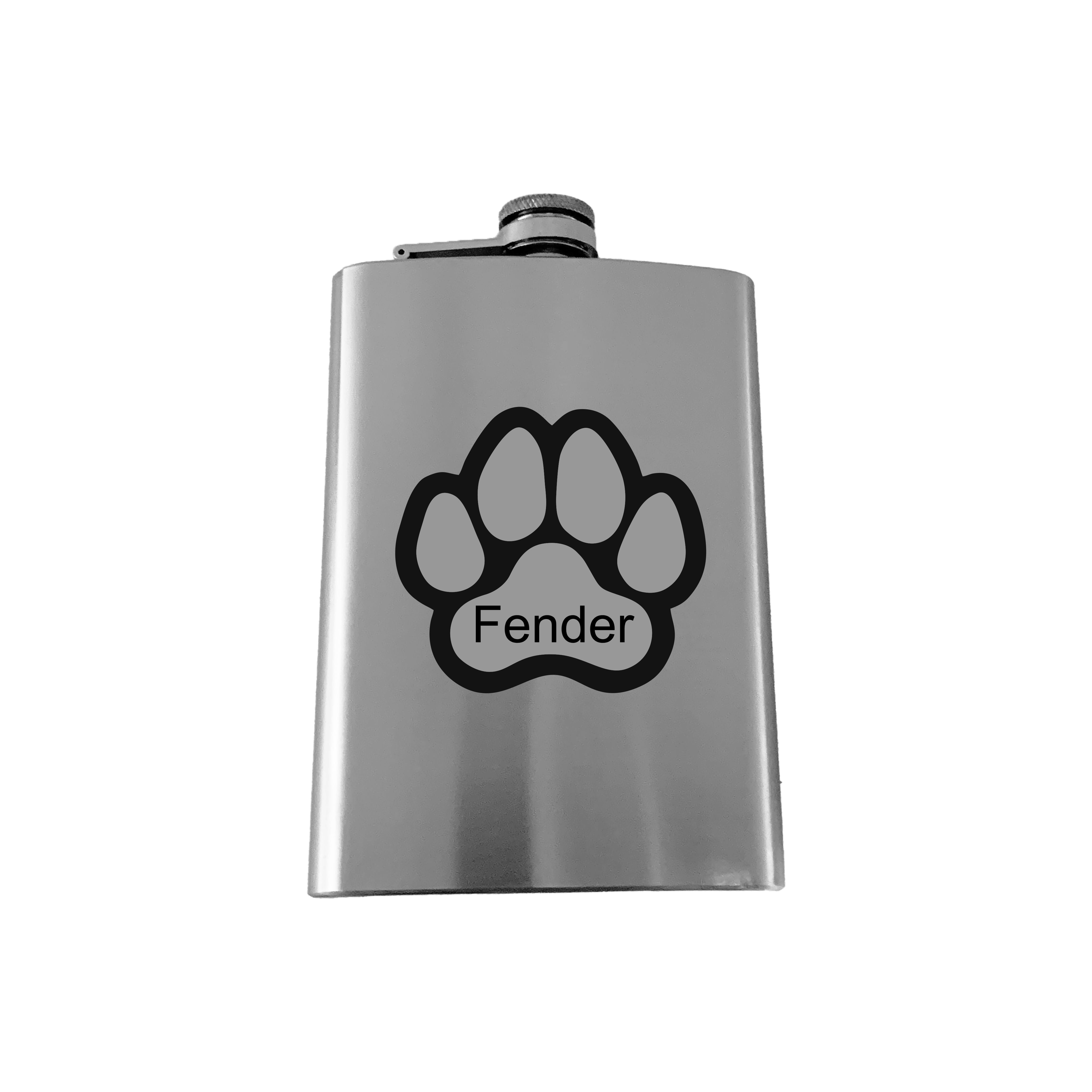 8oz Custom Dog Paw Print with your Pup's Name SS Flask 8oz Custom Dog Paw Print with your Pup's Name SS Flask