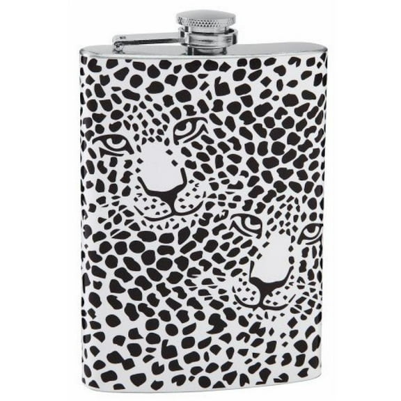 8oz Custom Snow Leopard Print Flask