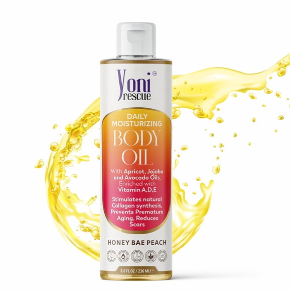 Yoni Rescue Daily Moisturizing Honey Bae Peach Body Oil, 8 floz