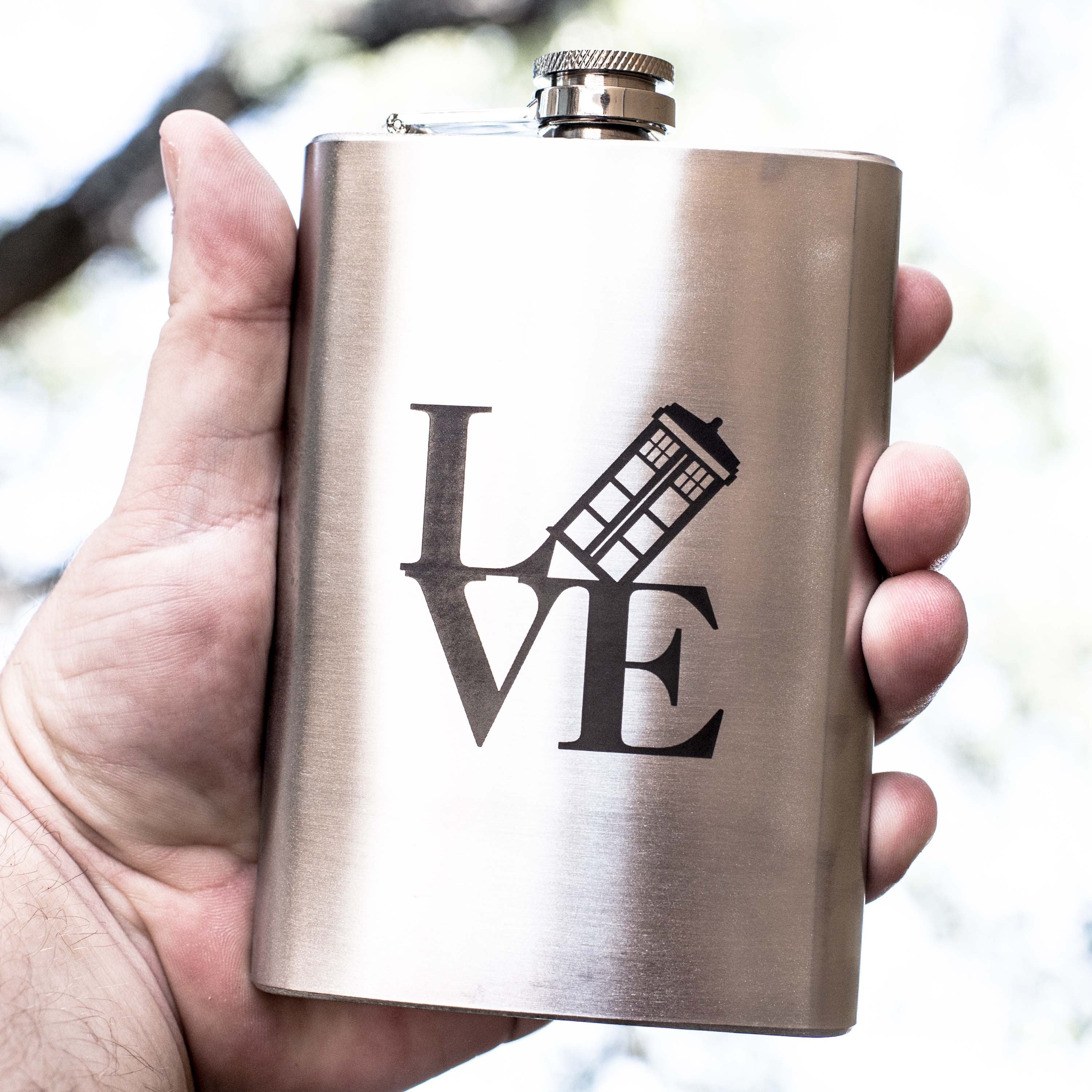 8oz Geek Love Collection - Police Call Box Stainless Steel Flask 8oz Geek Love Collection - Police Call Box Stainless Steel Flask