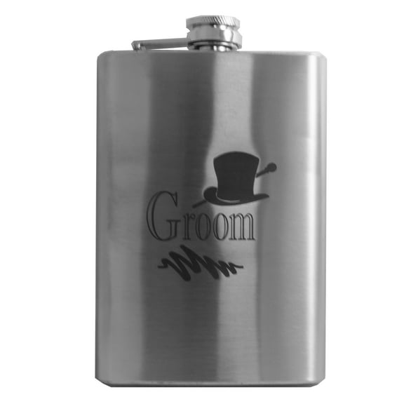 8oz Groom Wedding Flask Laser Engraved