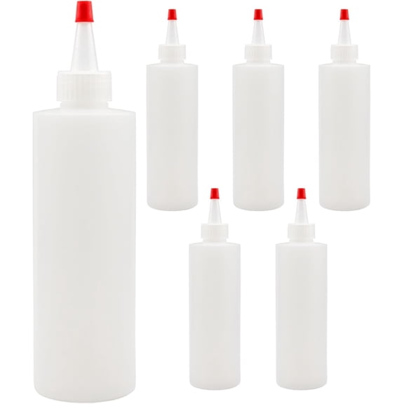 8oz HDPE Plastic Squeeze Bottles w/Yorker Tips (6-Pack), Empty Refillable Bottles for Arts, Crafts & Kitchen (6-Pack)