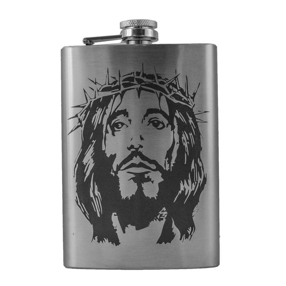 8oz Jesus with thorns Flask - L1