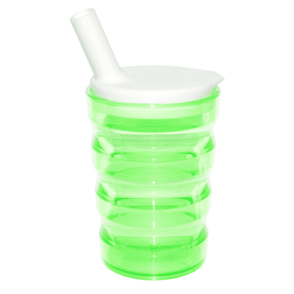 Rehabilitation Advantage Long Spout Feeding Sippy Cup, Spill Resistant, Dishwasher and Microwave Safe, with 1.5 inch Spout, 8 oz, Unisex, Green