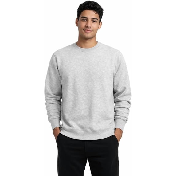 Milltex 8 oz Midweight Crewneck Fleece Sweatshirt Unisex CVC Blend, Soft Cotton Polyester Pullover, Decorator Ready Blank for Printing, Casual Long Sleeve Sweatshirt for Men and Women-Gray Heather