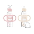 thumbnail image 1 of 8oz Milestones Narrow Sippy Bottle with Silicone Handles & Soft Spout - 2pk - 6m+ - Light Pink & Ecru, 1 of 5