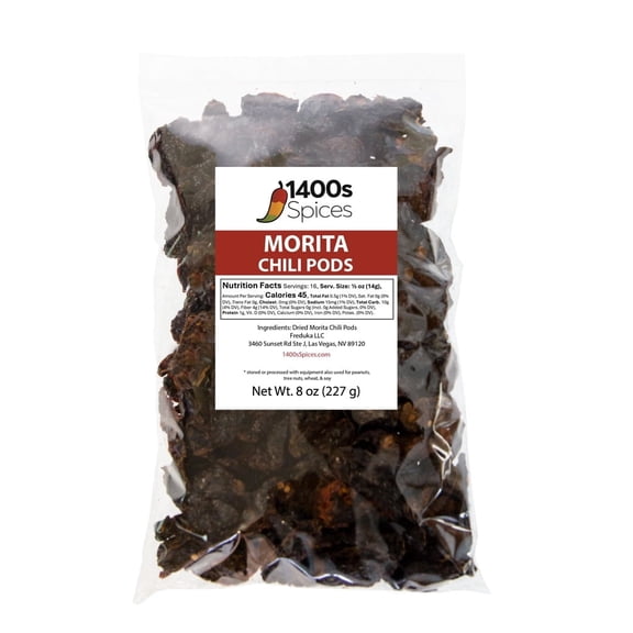 8oz Morita Chipotle Dried Whole Chile Peppers, Chili Seco Pods by 1400s Spices