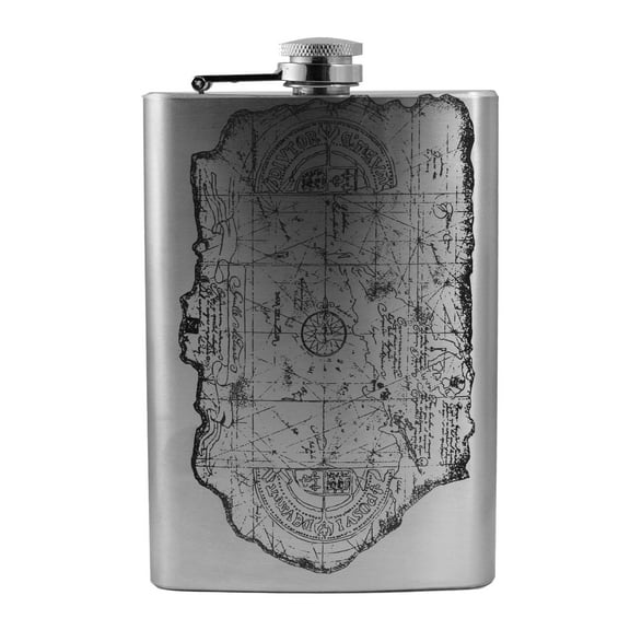 8oz One Eyed Willie Treasure Map Flask L1