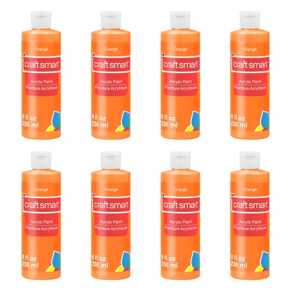 Craft Smart 8oz. Orange Acrylic Paint - Non-Toxic Paint for Drawing, Painting, Art & Crafts Supplies - Bulk 8 Pack