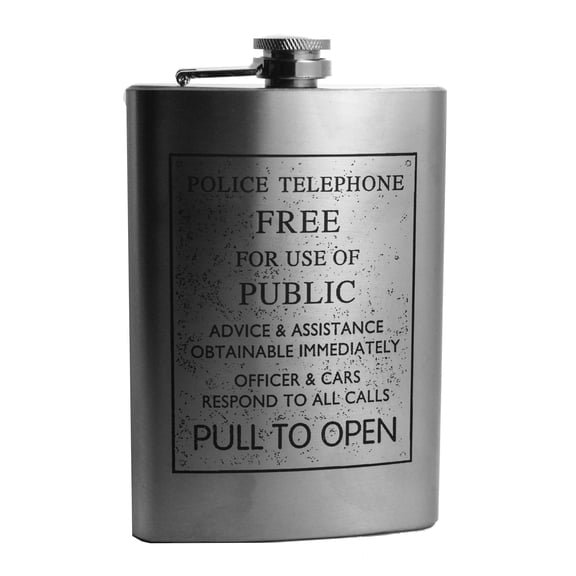 8oz Police Telephone Sign Flask L1