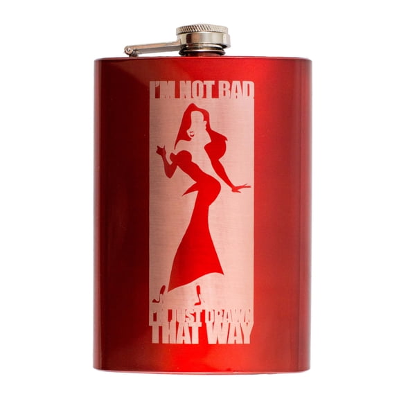 8oz RED I'm Not Bad Flask L1