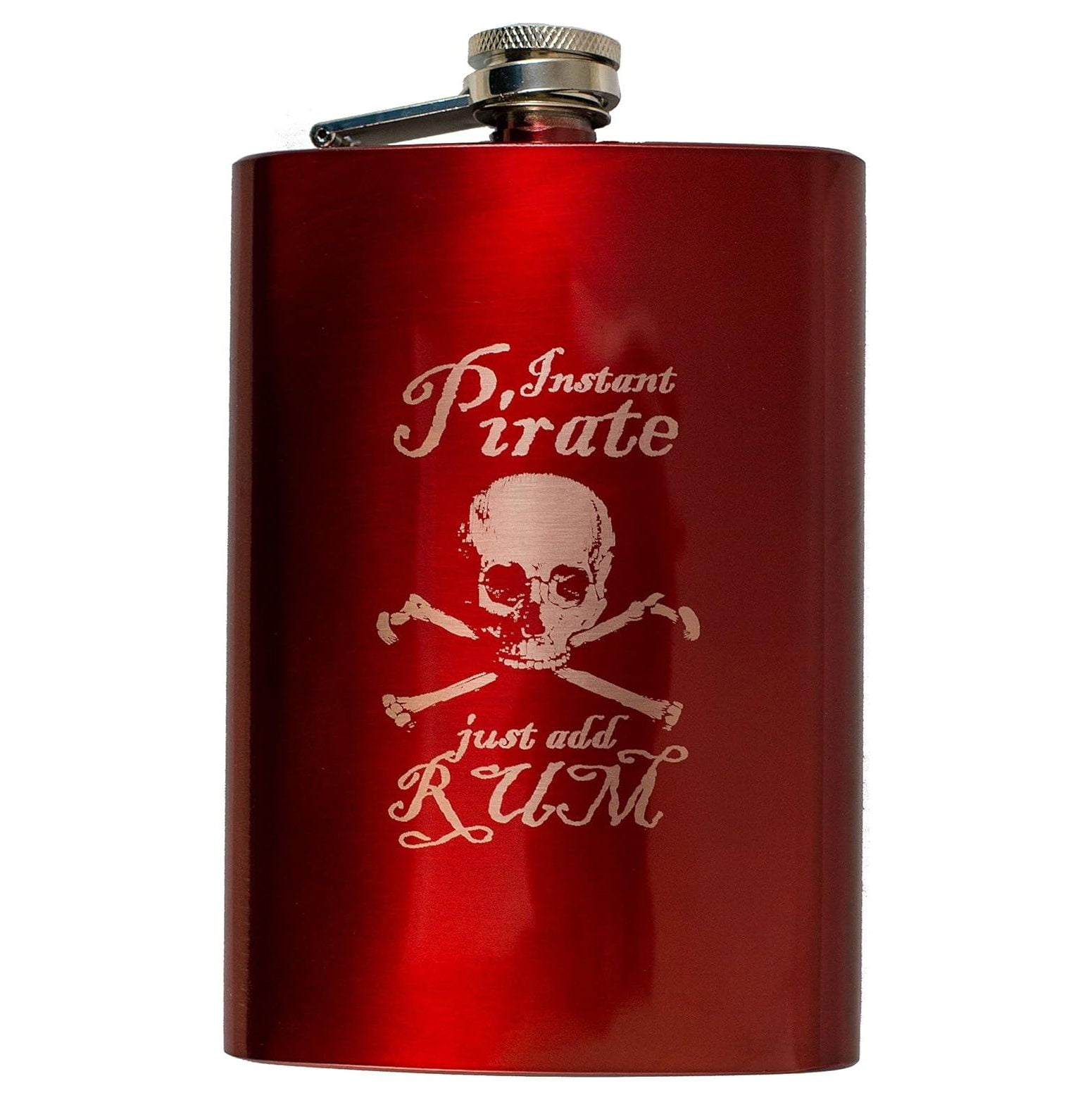 8oz RED Instant Pirate Just Add Rum Flask 8oz RED Instant Pirate Just Add Rum Flask