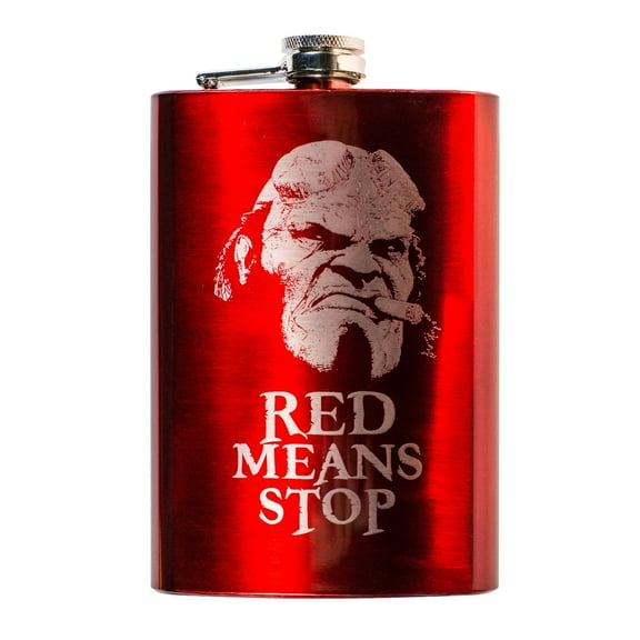 8oz RED Red Means Stop Flask L1