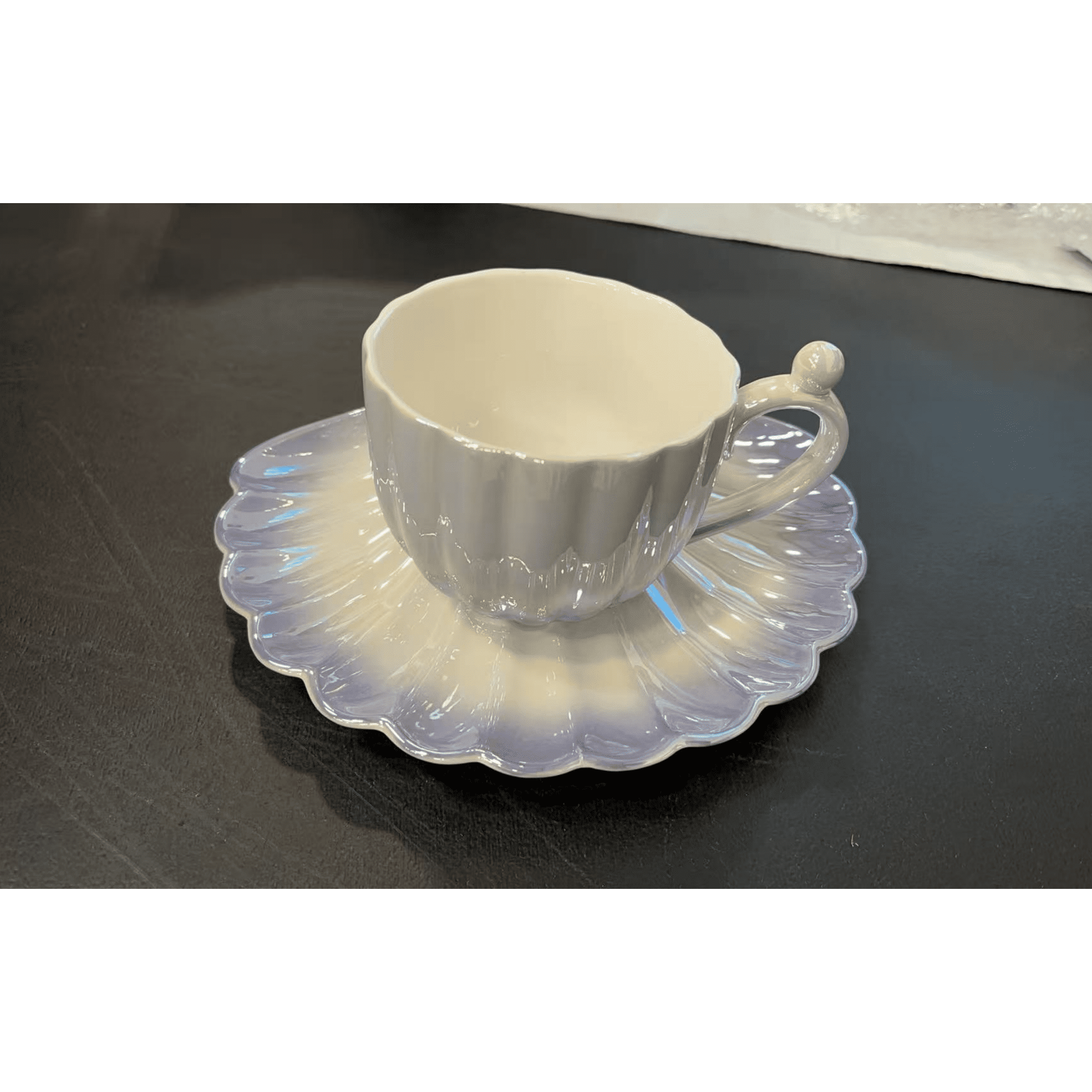 8oz. Shell Coffee Cup And Saucer with Pearl Decoration Creative Tea Set ...