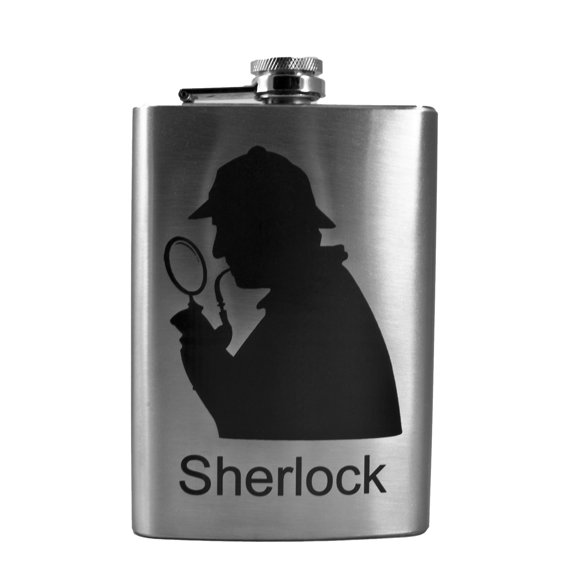 8oz Sherlock Flask Laser Engraved