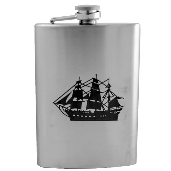 8oz Ship Flask Laser Engraved