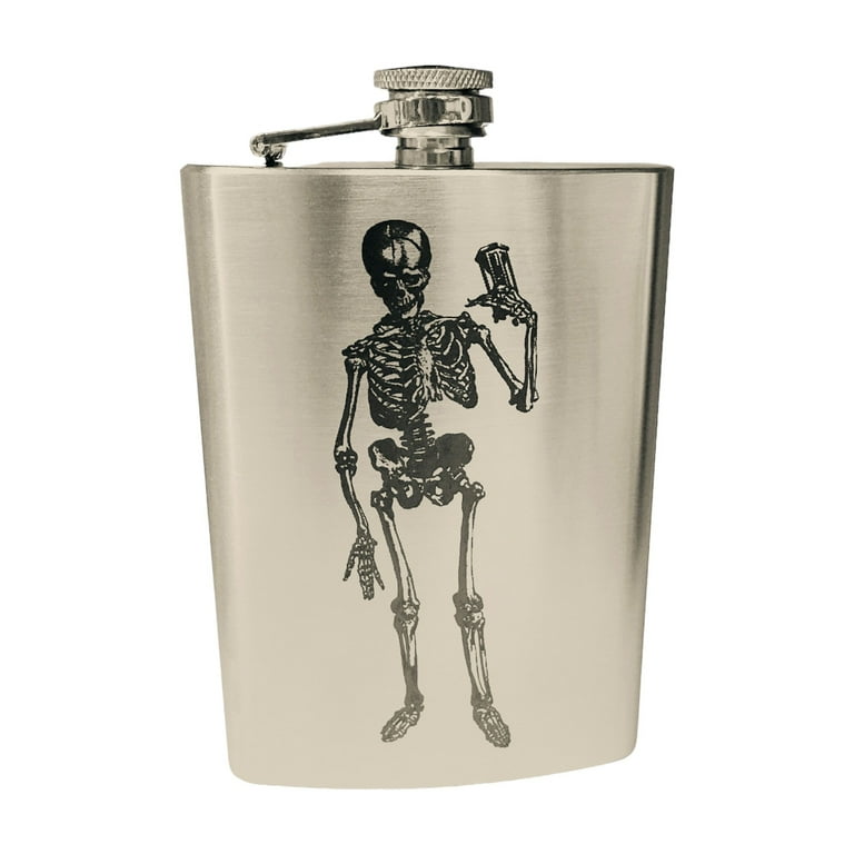 8oz Skeleton time is running out Stainless Steel Flask 8oz Skeleton time is running out Stainless Steel Flask