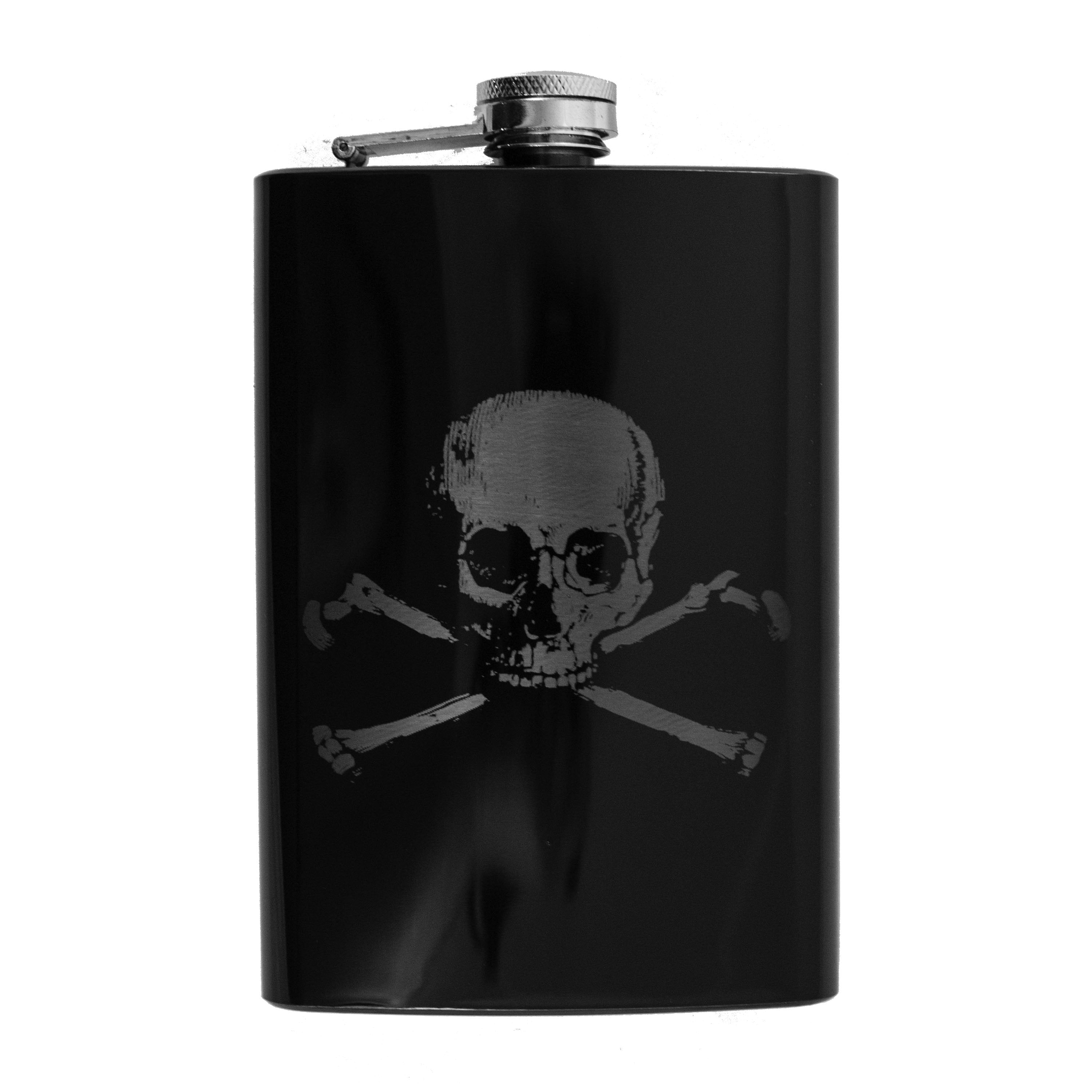 8oz Skull and Crossbones Black Flask 8oz Skull and Crossbones Black Flask