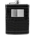 thumbnail image 1 of 8oz Stainless Steel Black Leather Wrap Flask Groomsman Gift, 1 of 1