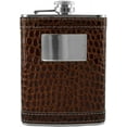 thumbnail image 1 of 8oz Stainless Steel Brown Leather Wrap Flask Groomsman Gift, 1 of 1