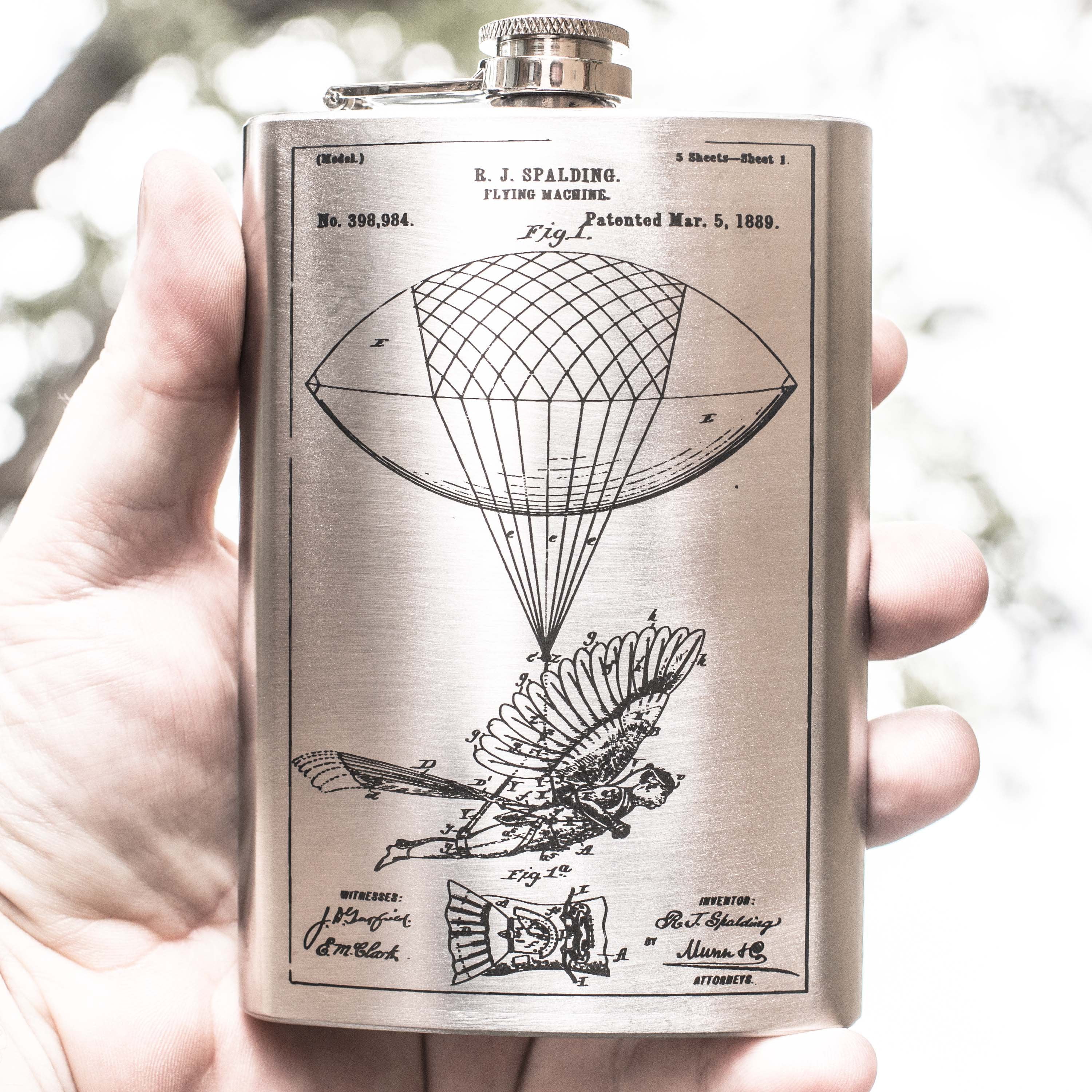 8oz Steampunk Flying Man Stainless Steel Flask 8oz Steampunk Flying Man Stainless Steel Flask