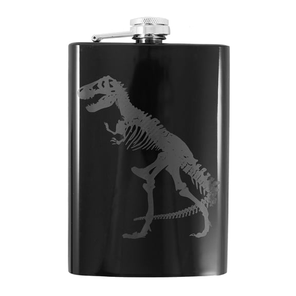 8oz T-Rex Black Flask L1