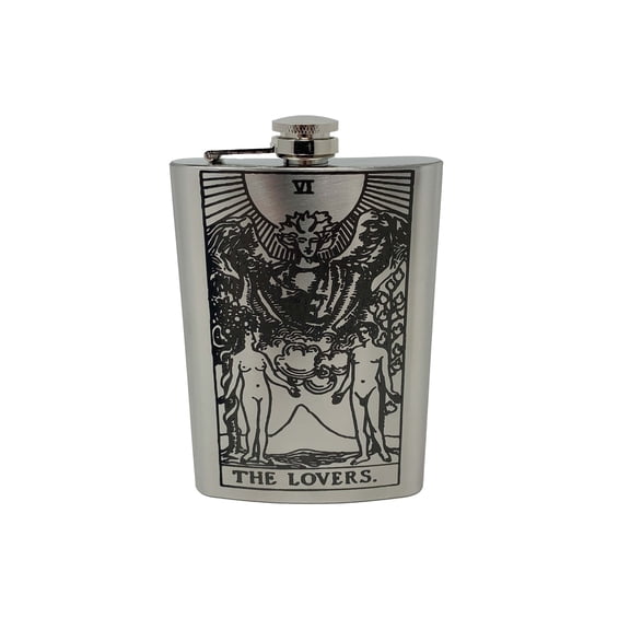 8oz - The Lovers Tarot Card - SS Flask L1