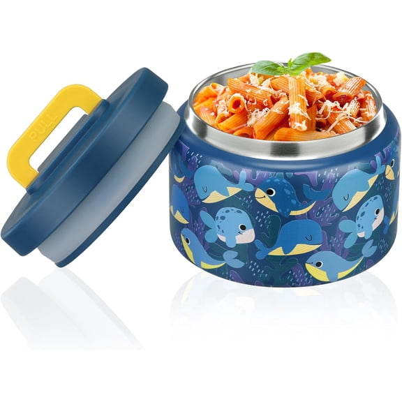 8oz  Thermo for Hot ,Small Lunch Thermos  Container Stainless Steel,Easy Open Wide Mouth Thermo for Hot Cold  for  Travel (Blue Whale)